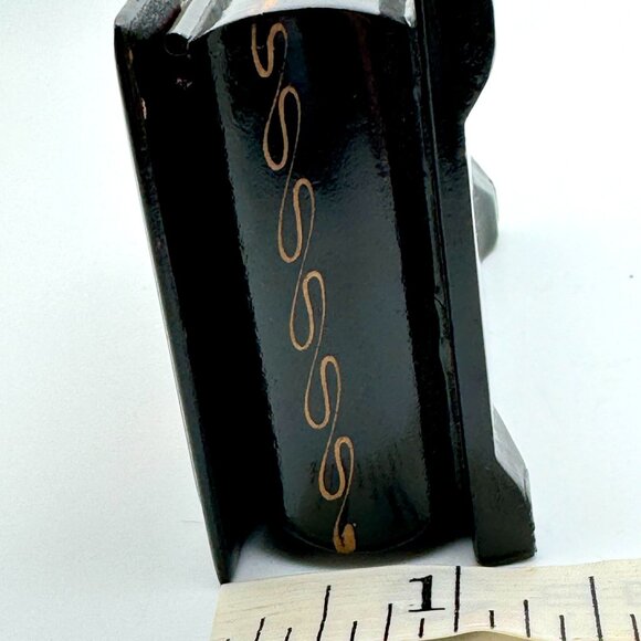 Russian Palekh Hand Painted Lacquer Trinket Box  Woman Blue Dress Design Vintage - Picture 5 of 9